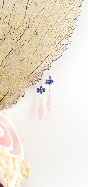 Lapis lazuli and rose quartz earrings
