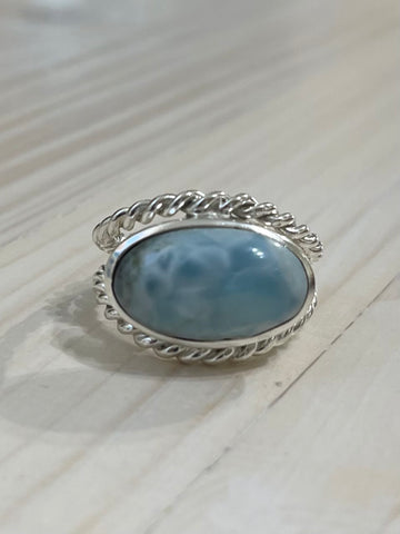 Double twisted wire larimar ring 7 1/2