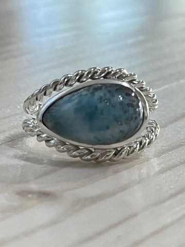 Double twisted wire larimar ring 8