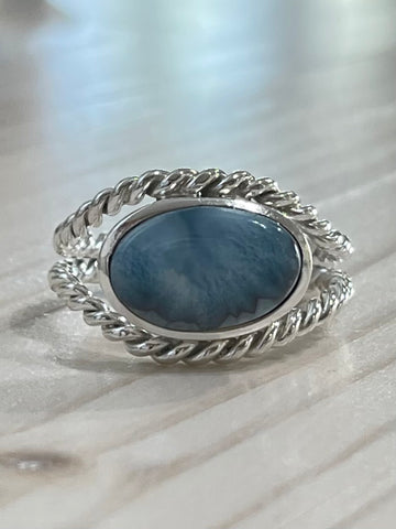 Double twisted wire larimar ring 9 3/4