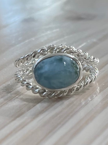 Double Twisted wire larimar ring 7 3/4