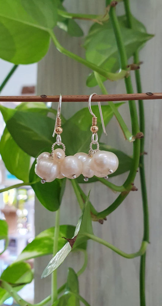 Pearl silver and gf earrings