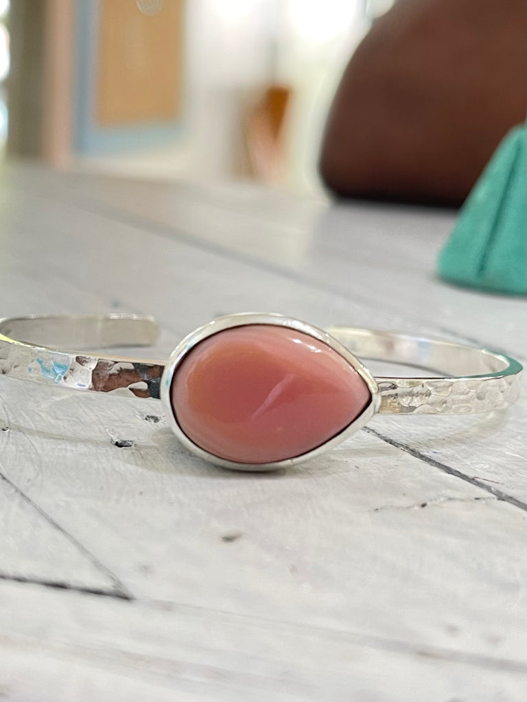 Pink conch shell cuff bracelet