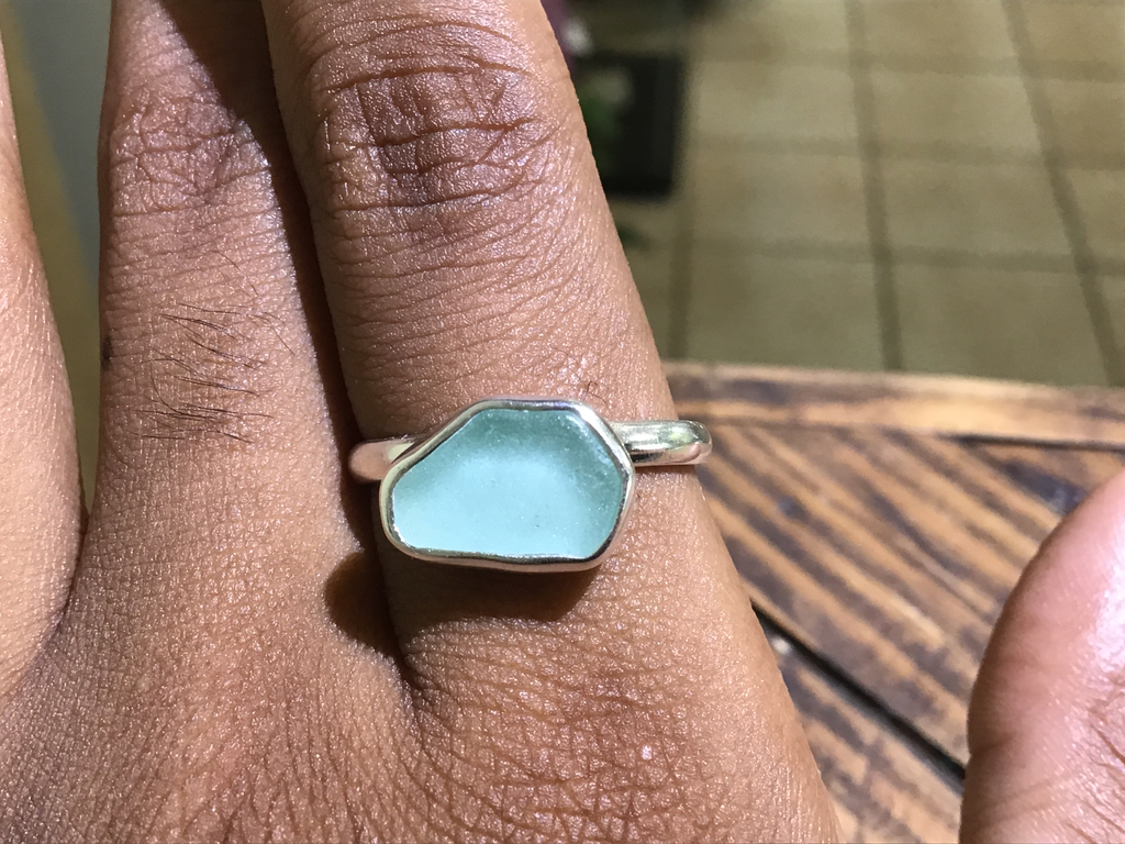 Sea glass stacking ring 8 1/4