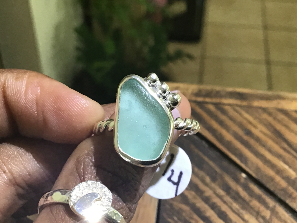 Twisted sea glass ring 6 1/4