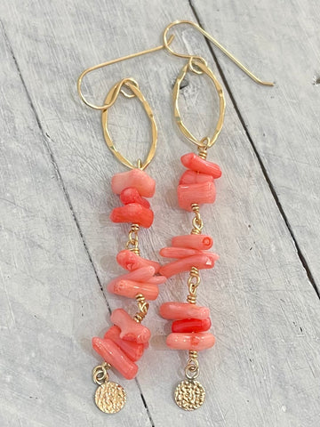 Coral gold fill earrings