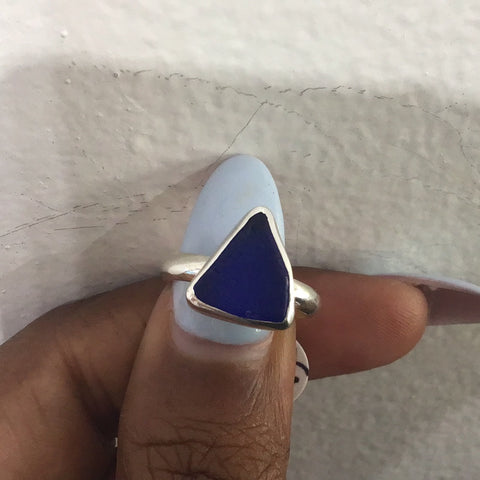 Cobalt blue sea glass stacking ring 4